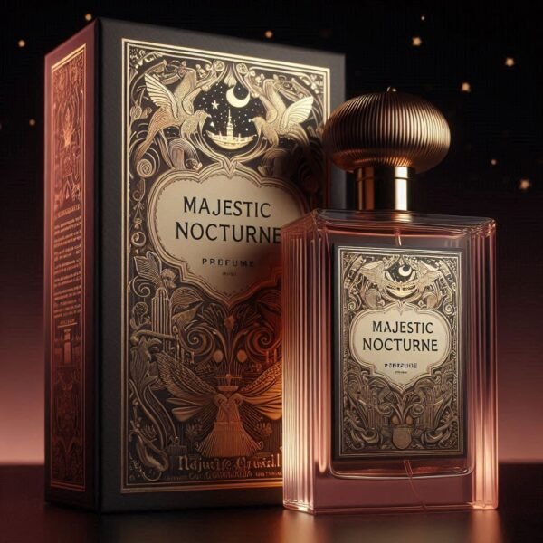 Majestic Nocturne Men's Eau de Parfum bottle and box with notes of bergamot, tobacco, and leather